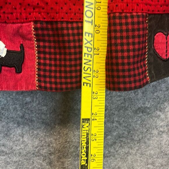 Vtg SAMARA Dress Girls 2T Red Heart Scottie Dog Polka Dot Corduroy Embroidery - Picture 9 of 15